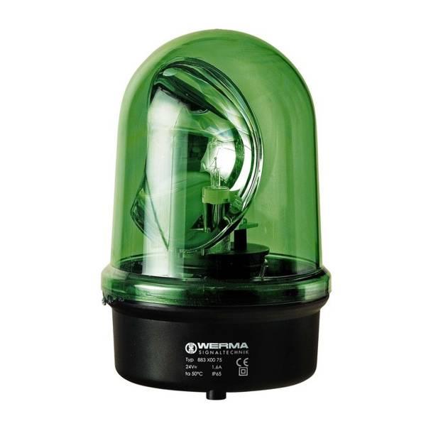 883.200.75 Werma  Rotating Beacon 883  24vDC/AC 4:GREEN IP65 w/Halogen bulb G 6.35 35 W